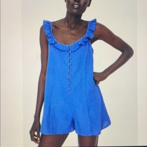 Zara Blue Ruffled Romper